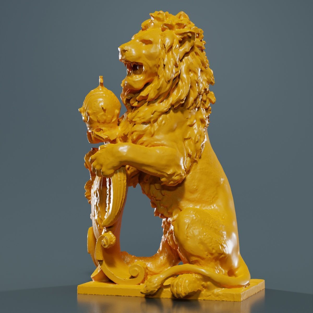 Lion Holding Shield 3D print model_16