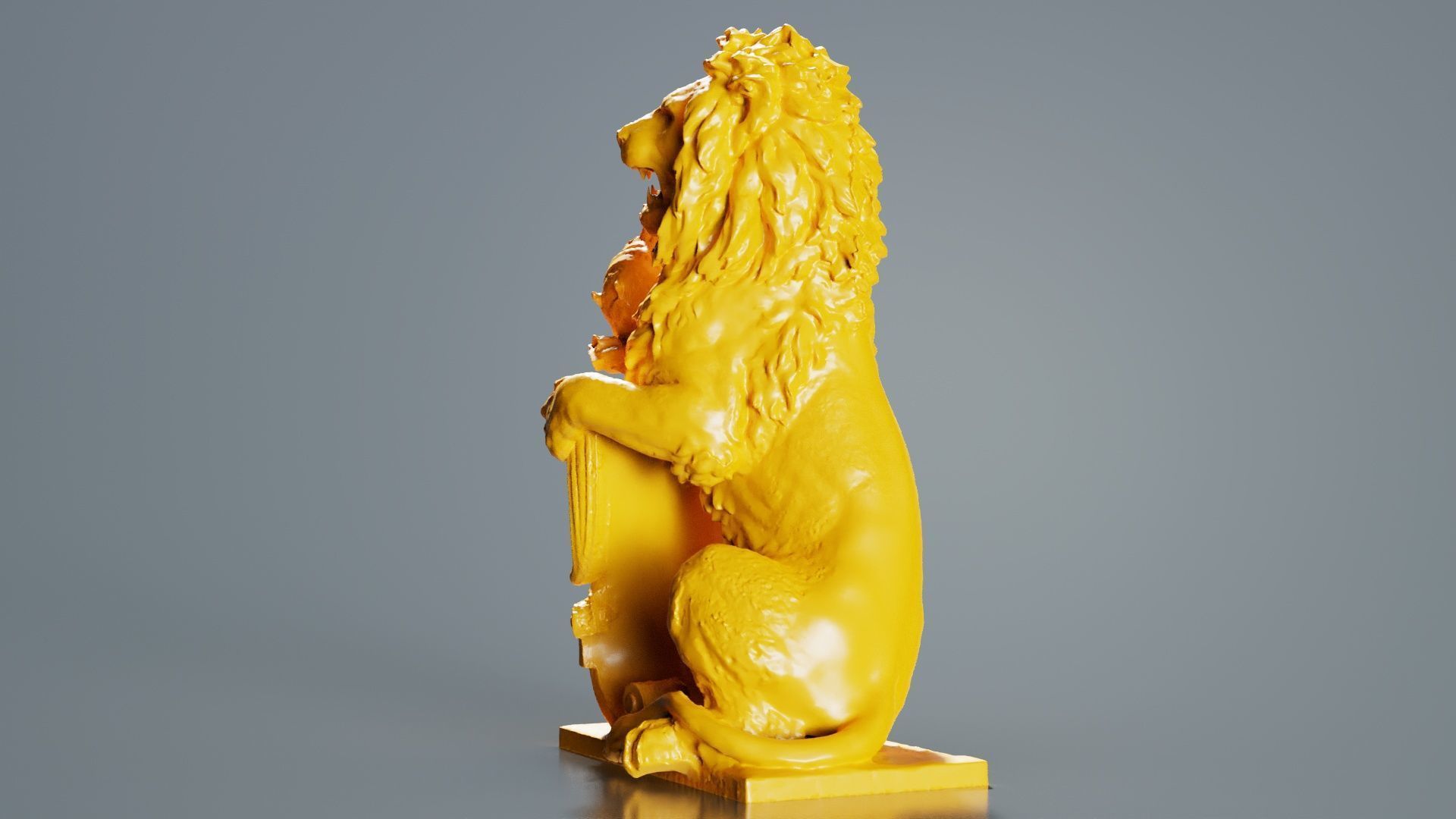 Lion Holding Shield 3D print model_3