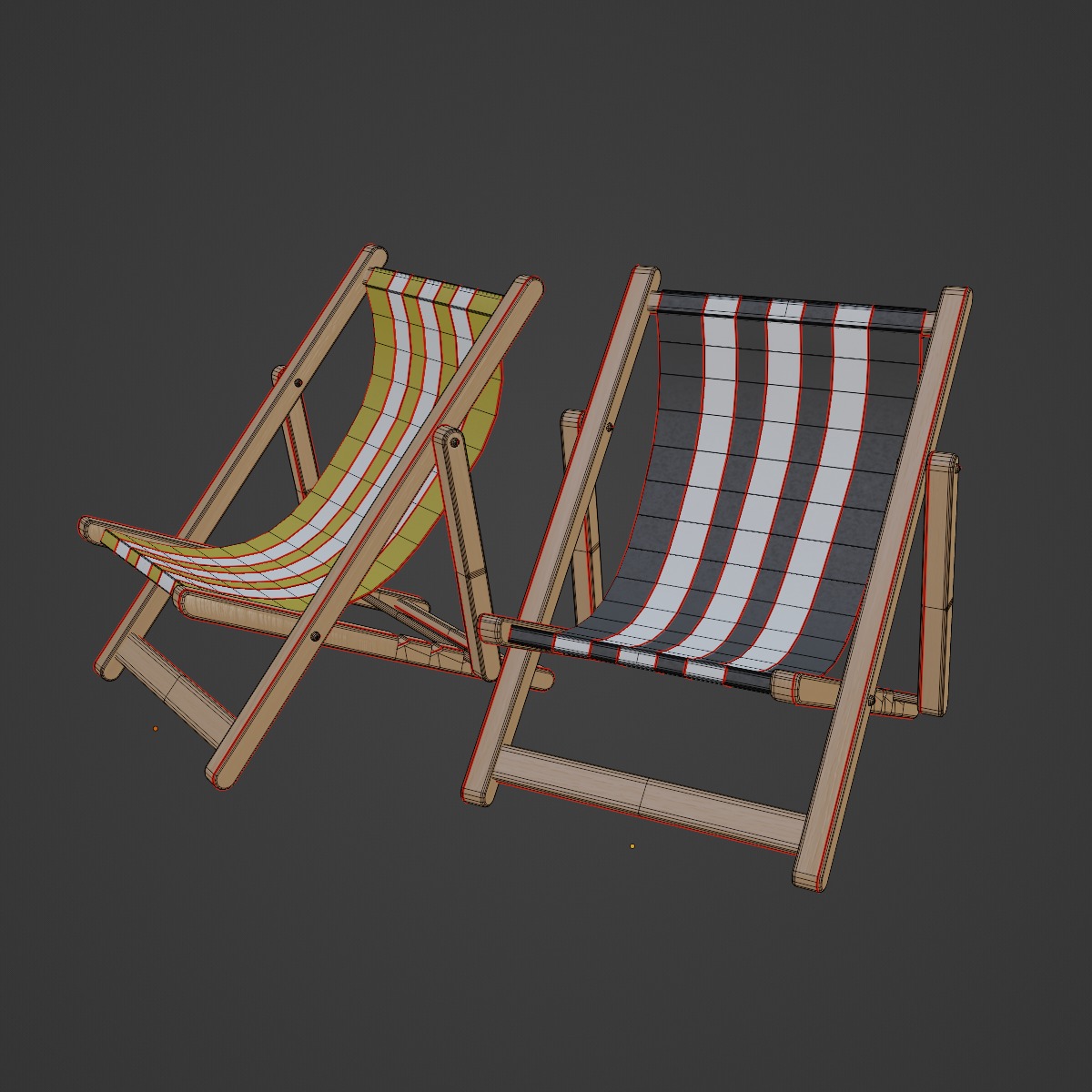 Beach Chair Deck 03 Low-poly 3D model_7