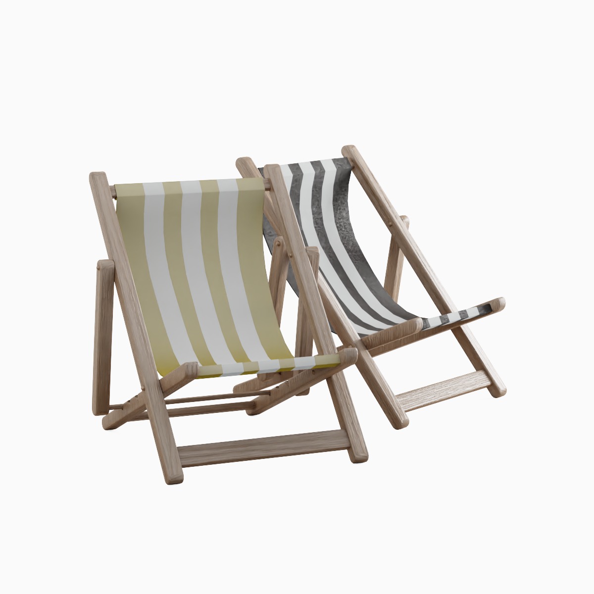 Beach Chair Deck 03 Low-poly 3D model_1