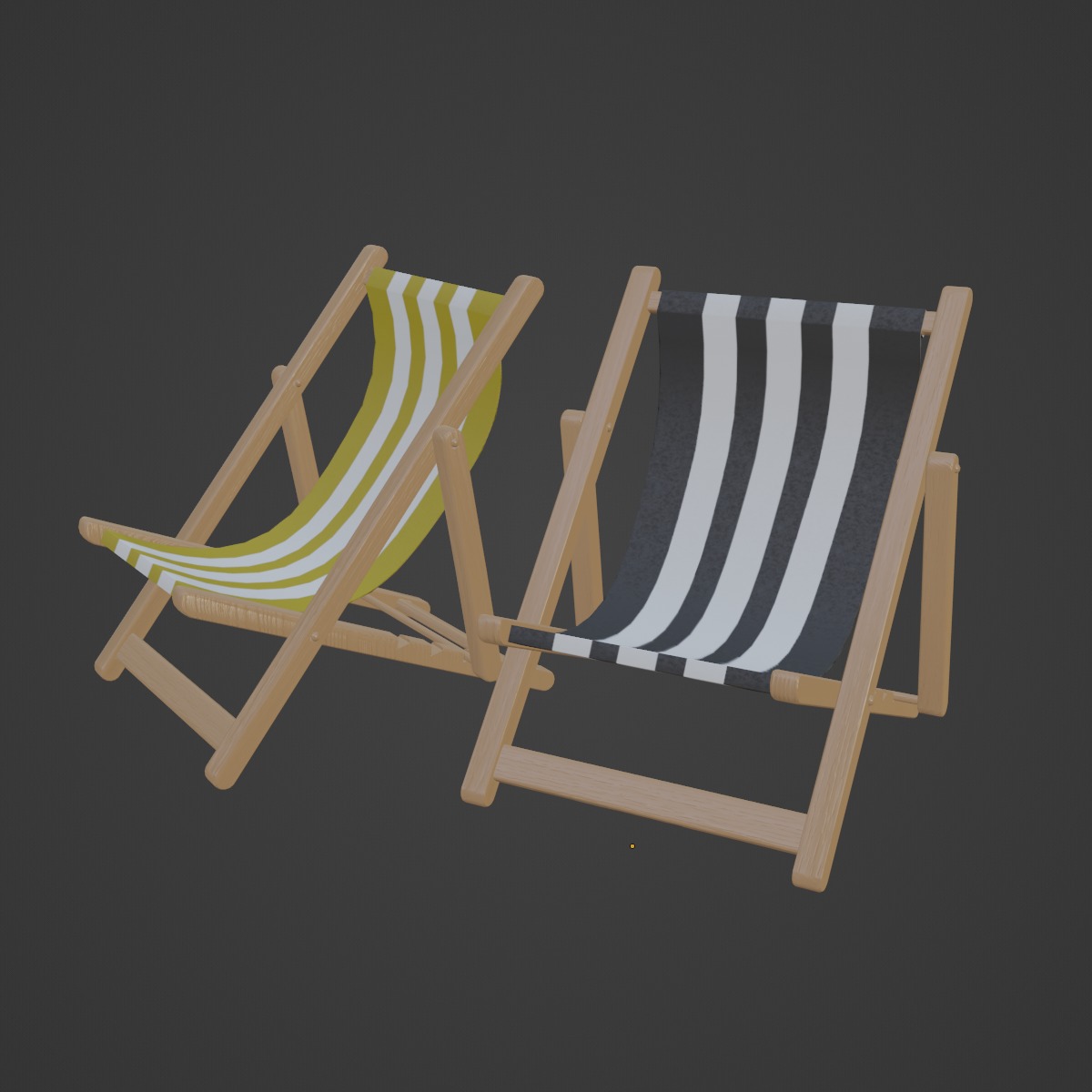 Beach Chair Deck 03 Low-poly 3D model_6