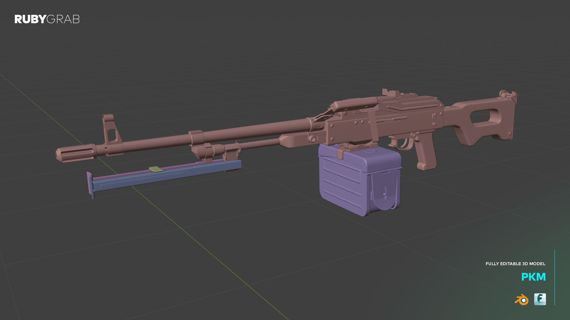 PKM Machine Gun 3D model_2