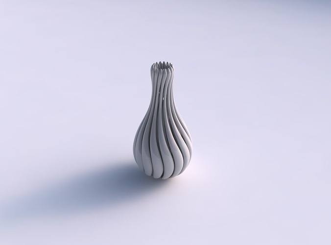 Vase small curved twisted with thick muscle structure and soft tips long neck