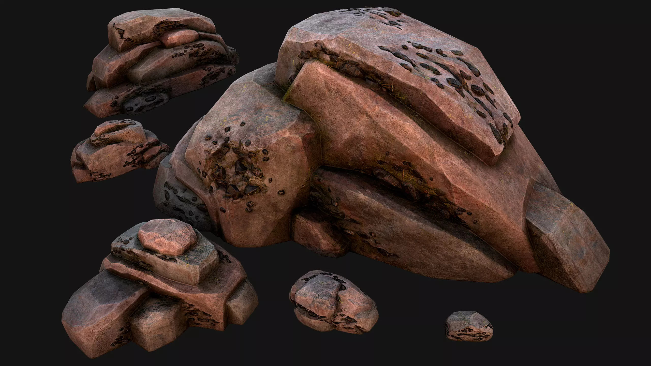 Coal Deposits Rocks and Ore Low-poly 3D model_0