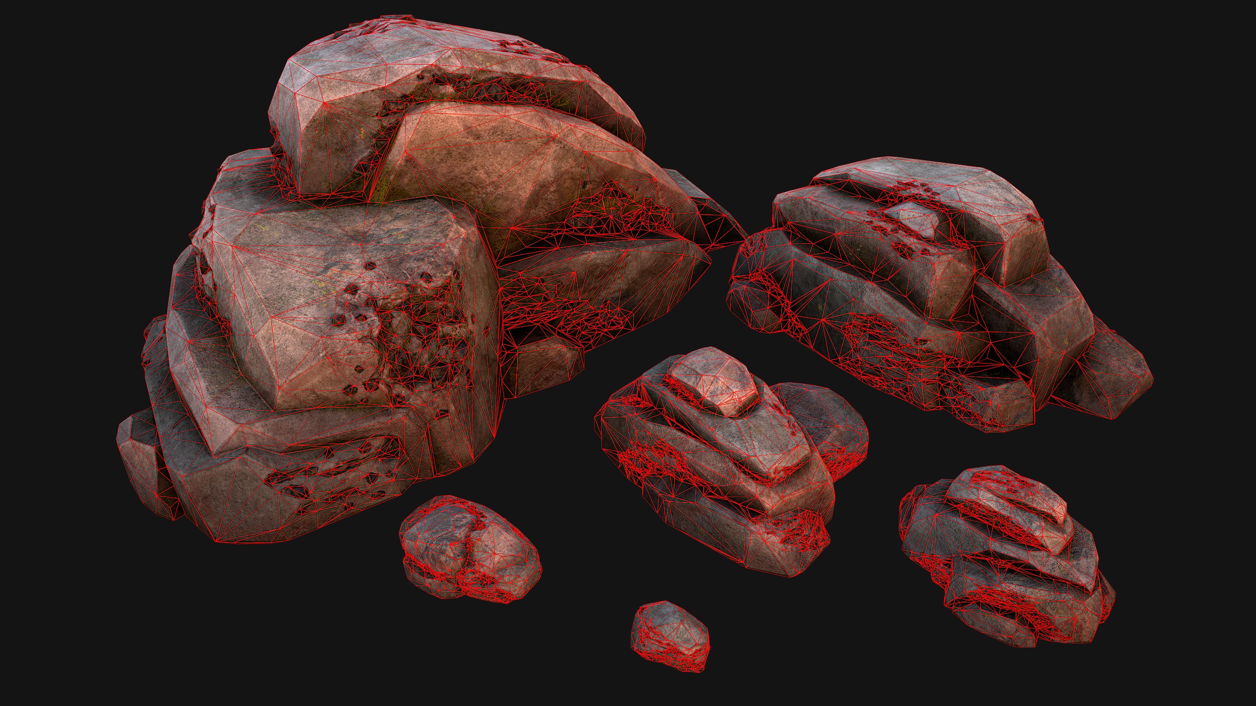 Coal Deposits Rocks and Ore Low-poly 3D model_17