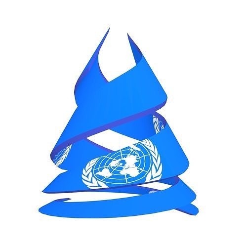 United Nations Flag on double helix structure 3D model