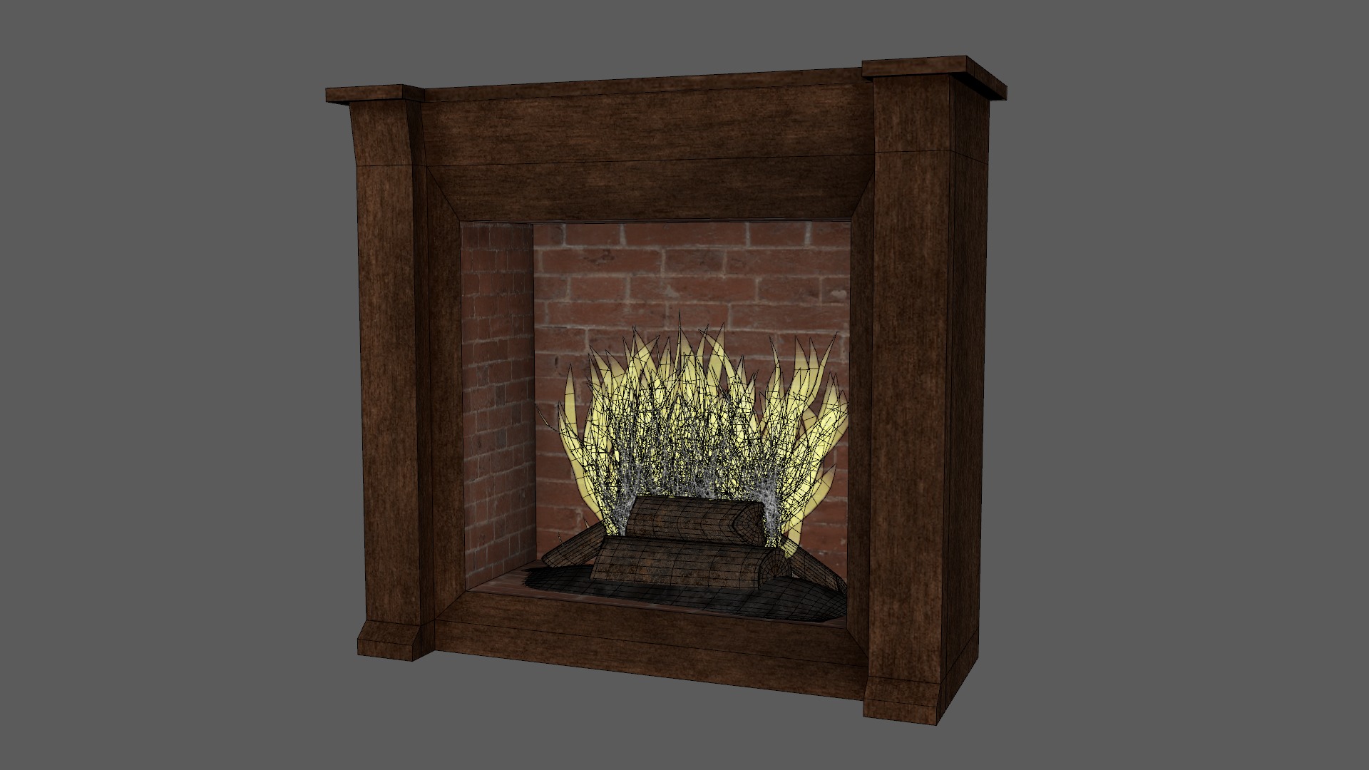Fireplace  Low-poly 3D model_11