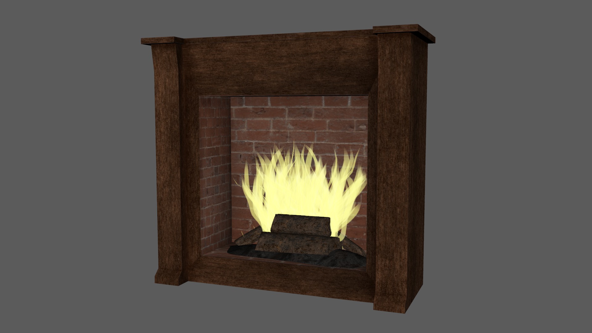 Fireplace  Low-poly 3D model_12