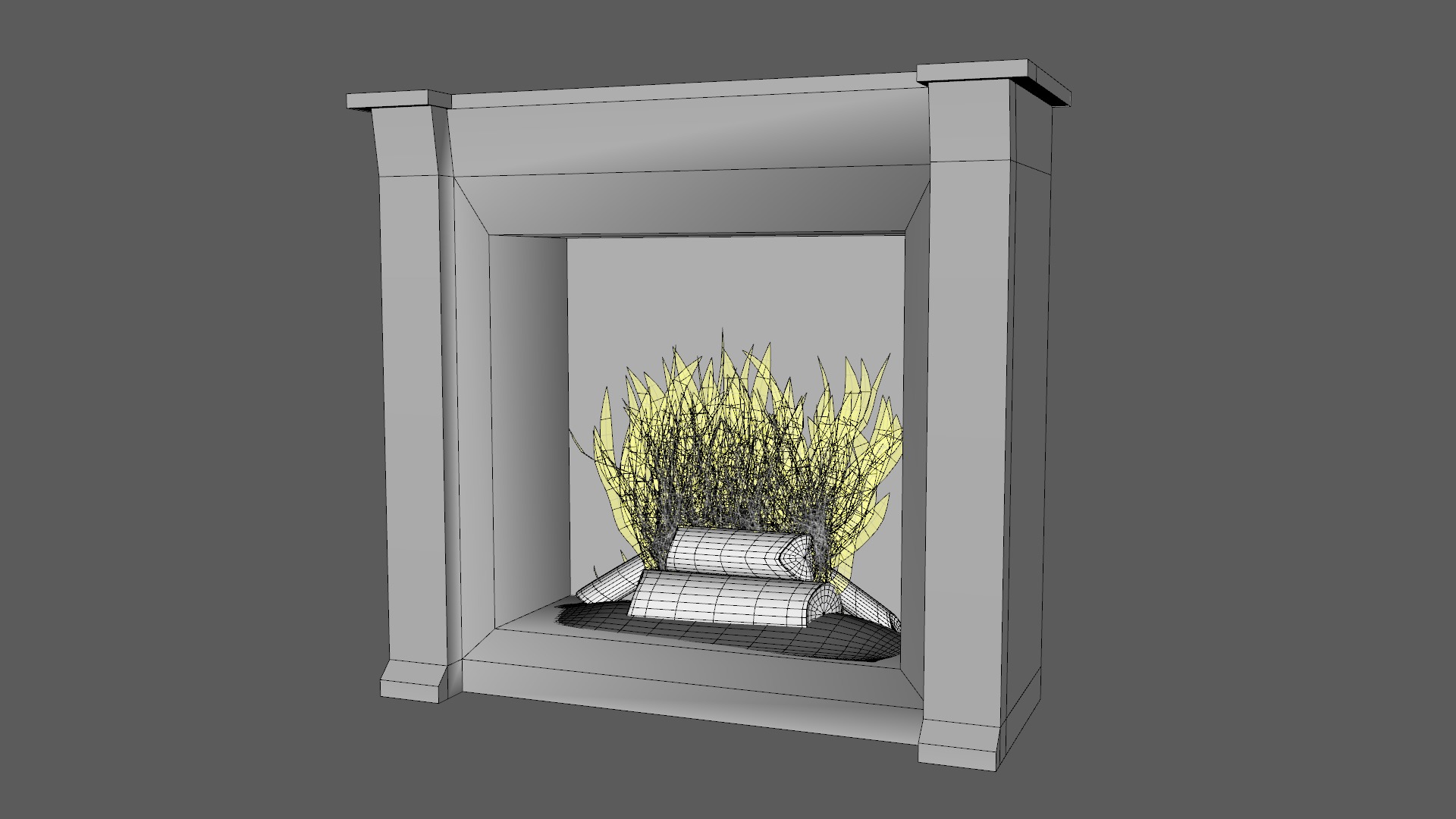 Fireplace  Low-poly 3D model_9