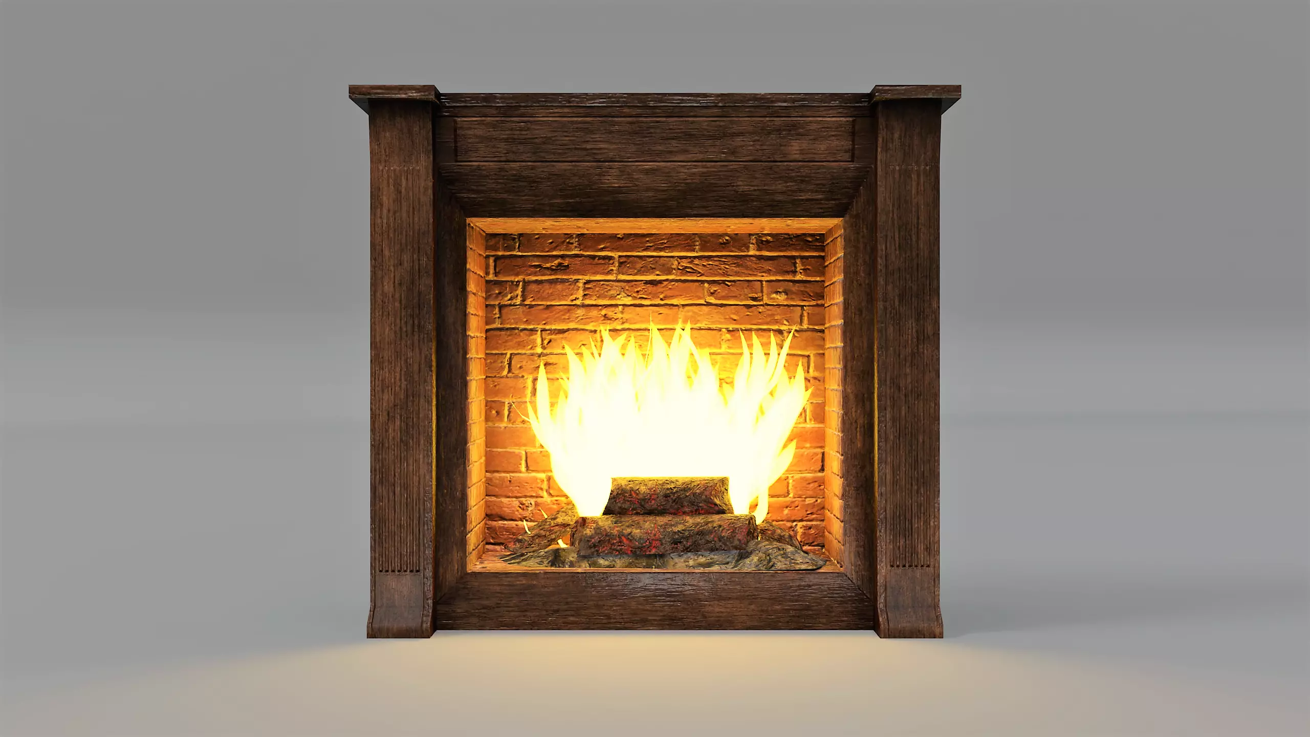 Fireplace  Low-poly 3D model_0