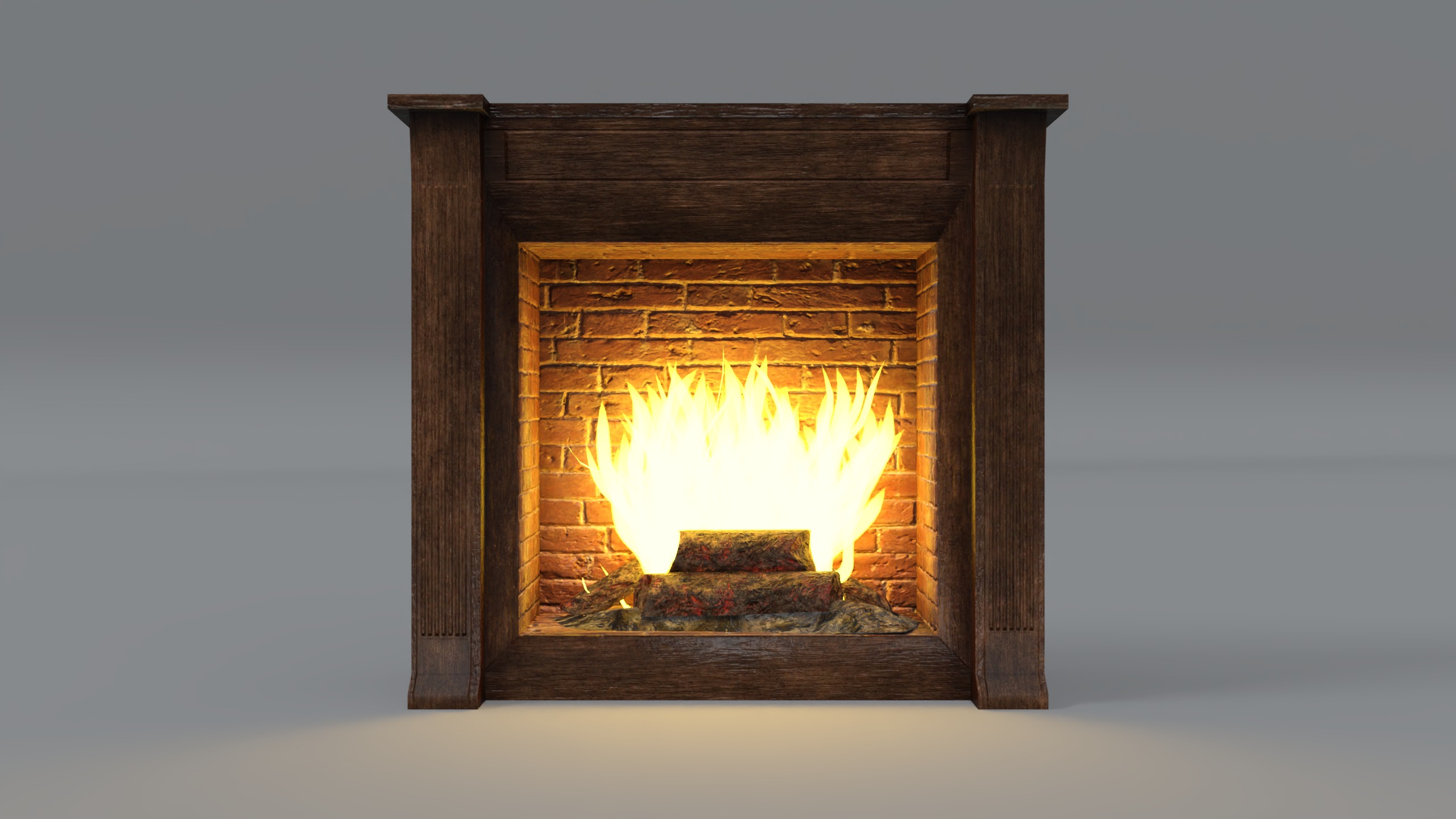 Fireplace  Low-poly 3D model_13