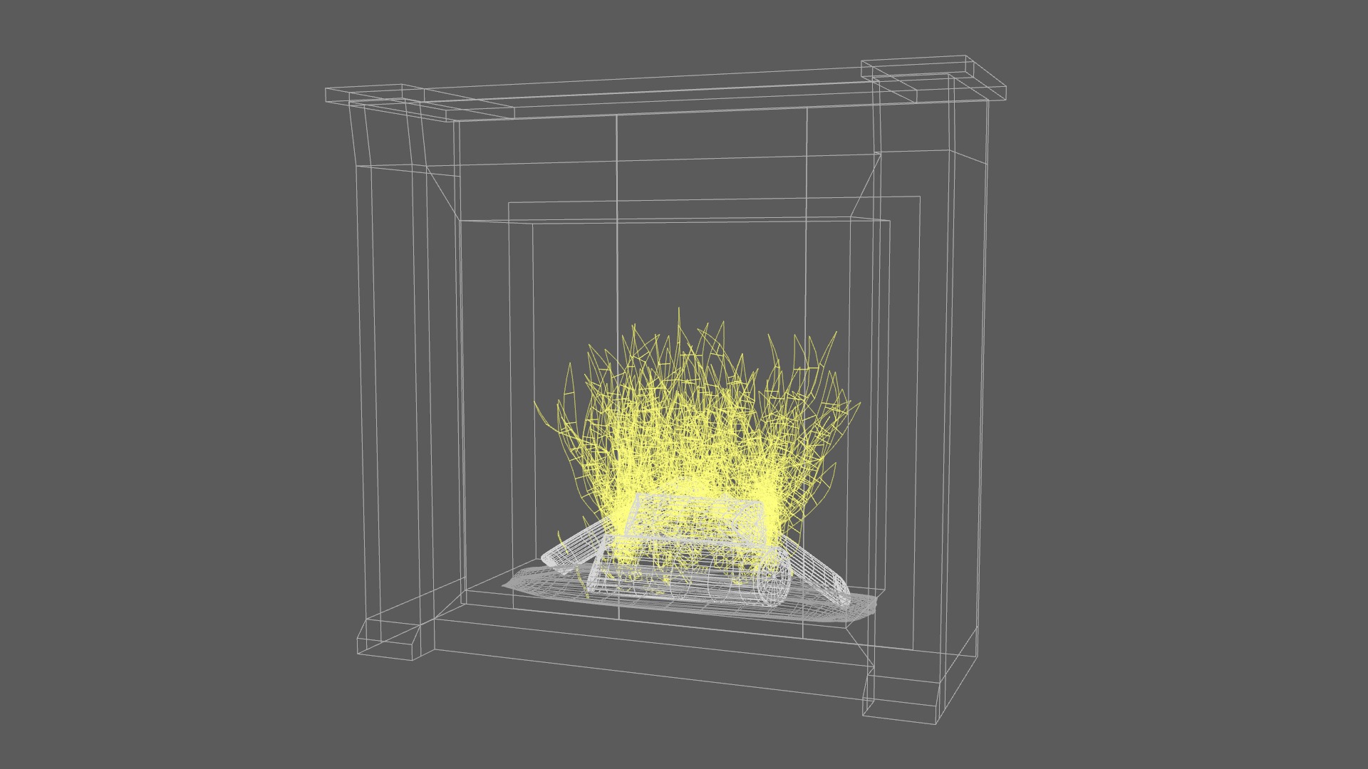 Fireplace  Low-poly 3D model_8