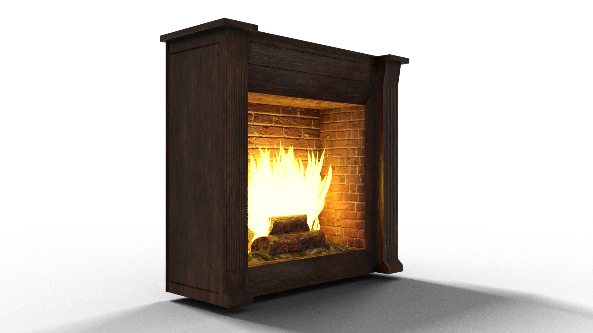Fireplace  Low-poly 3D model_4