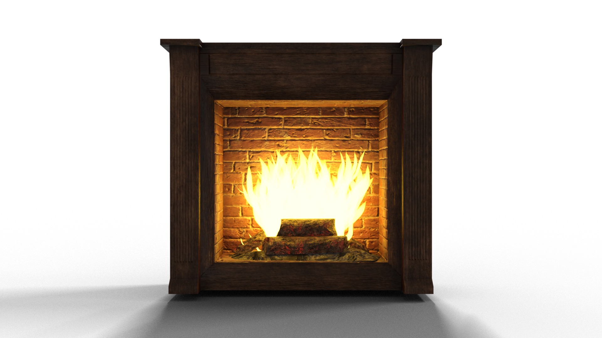 Fireplace  Low-poly 3D model_7
