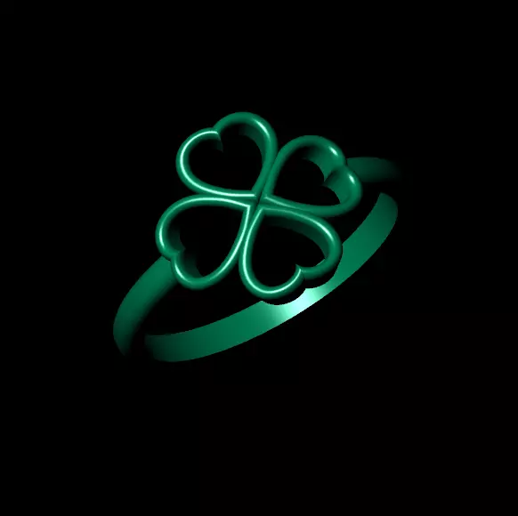 anillo trebol clover ring 3D print model
