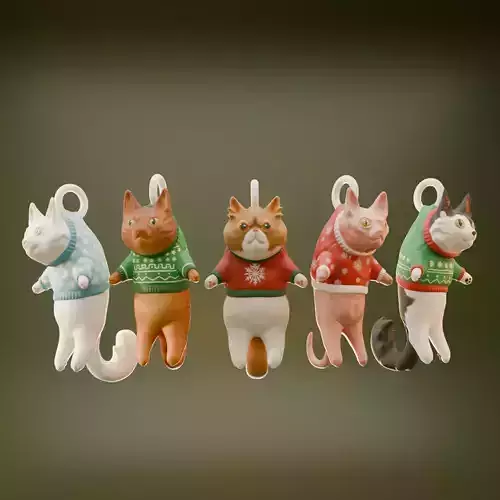 Kitty Christmas Ornaments 3D print model