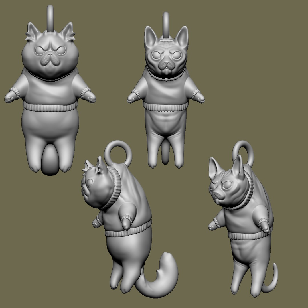 Kitty Christmas Ornaments 3D print model_4