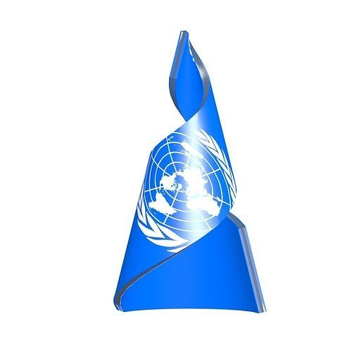  United Nations Flag on helix structure 3D model