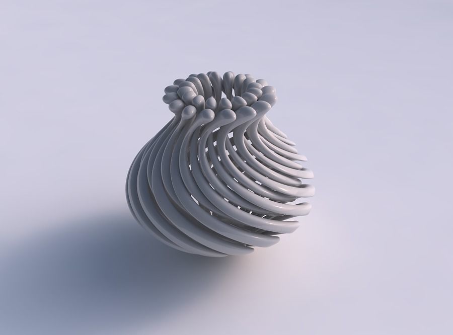Vase small curved twisted with muscle structure and soft tips... 3D print model_0