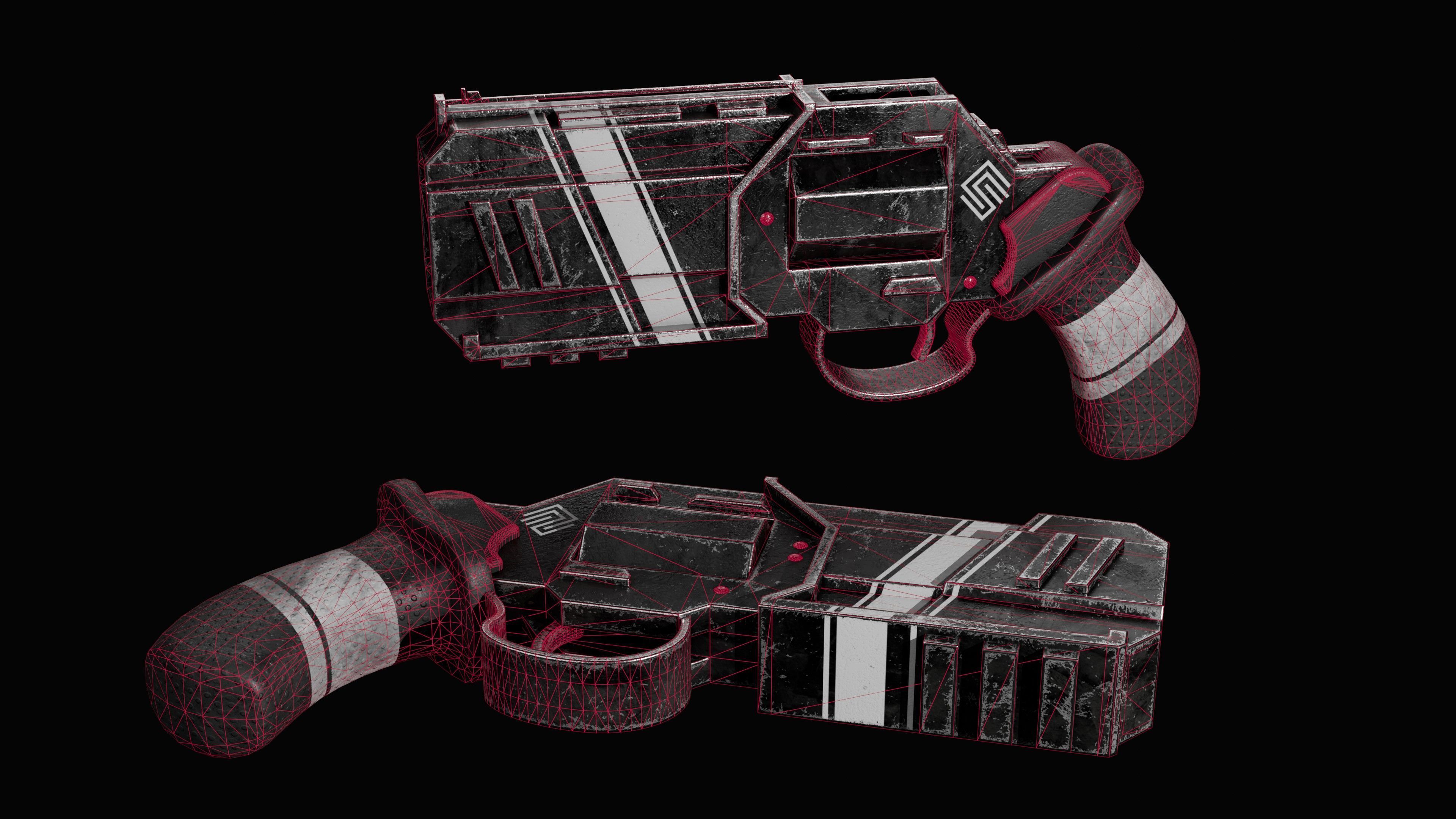Future Revolver Low-poly 3D model_1