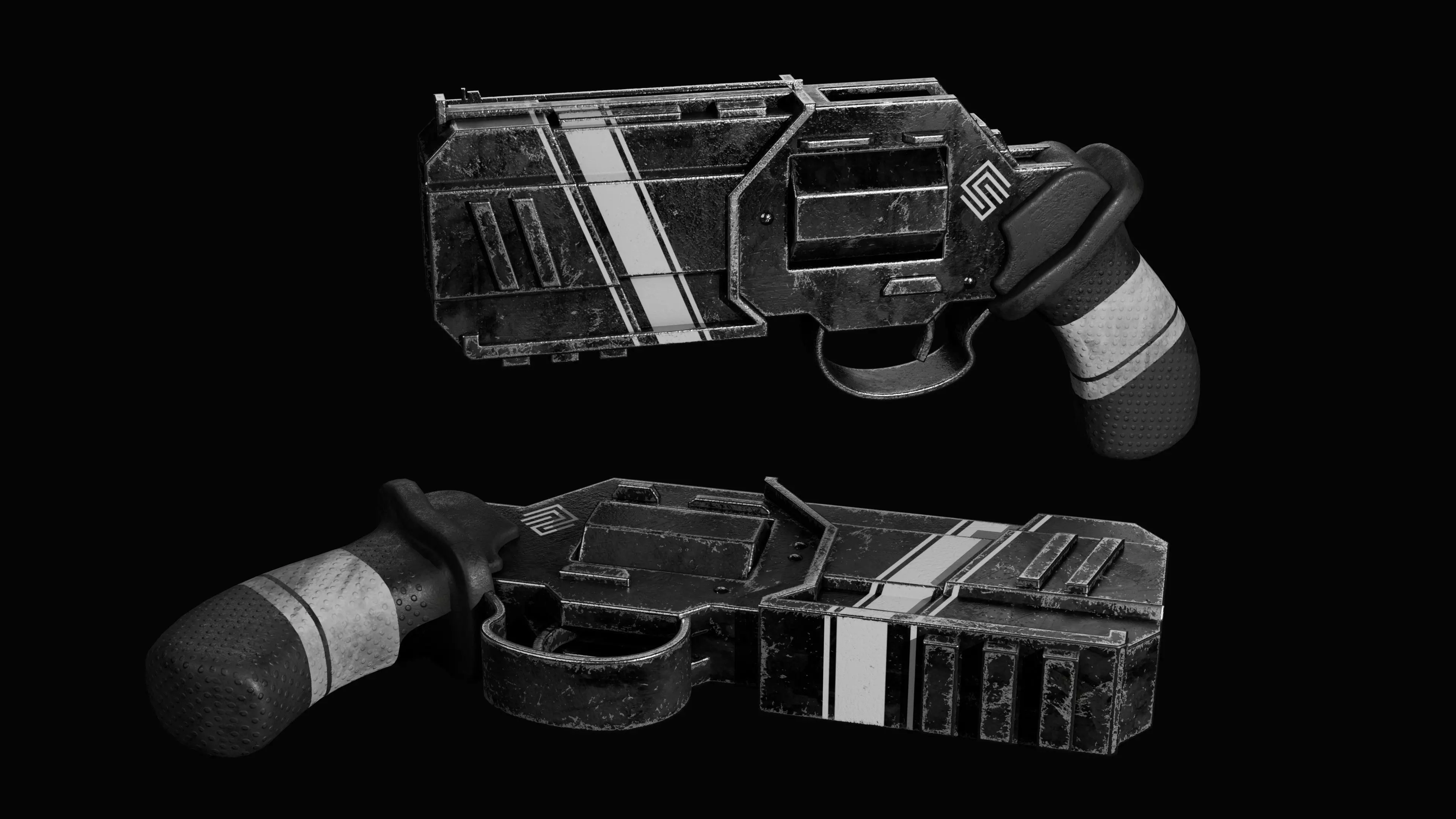 Future Revolver Low-poly 3D model_0