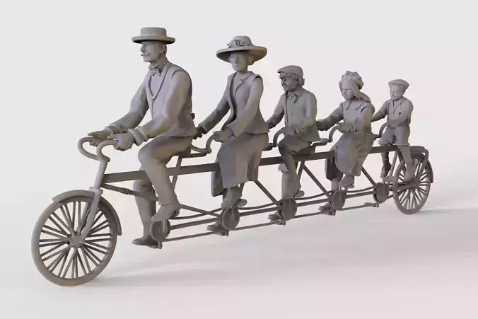 family on a bike 3D print model