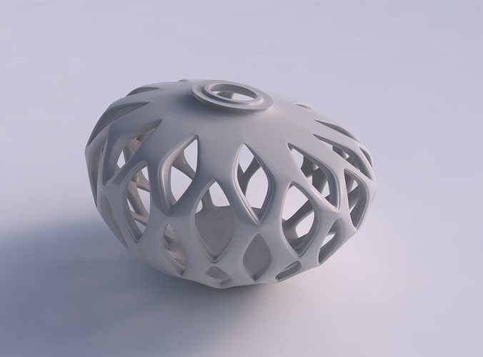Vase spherical with smooth beveled cuts and extruded top squeezed with streched top corner