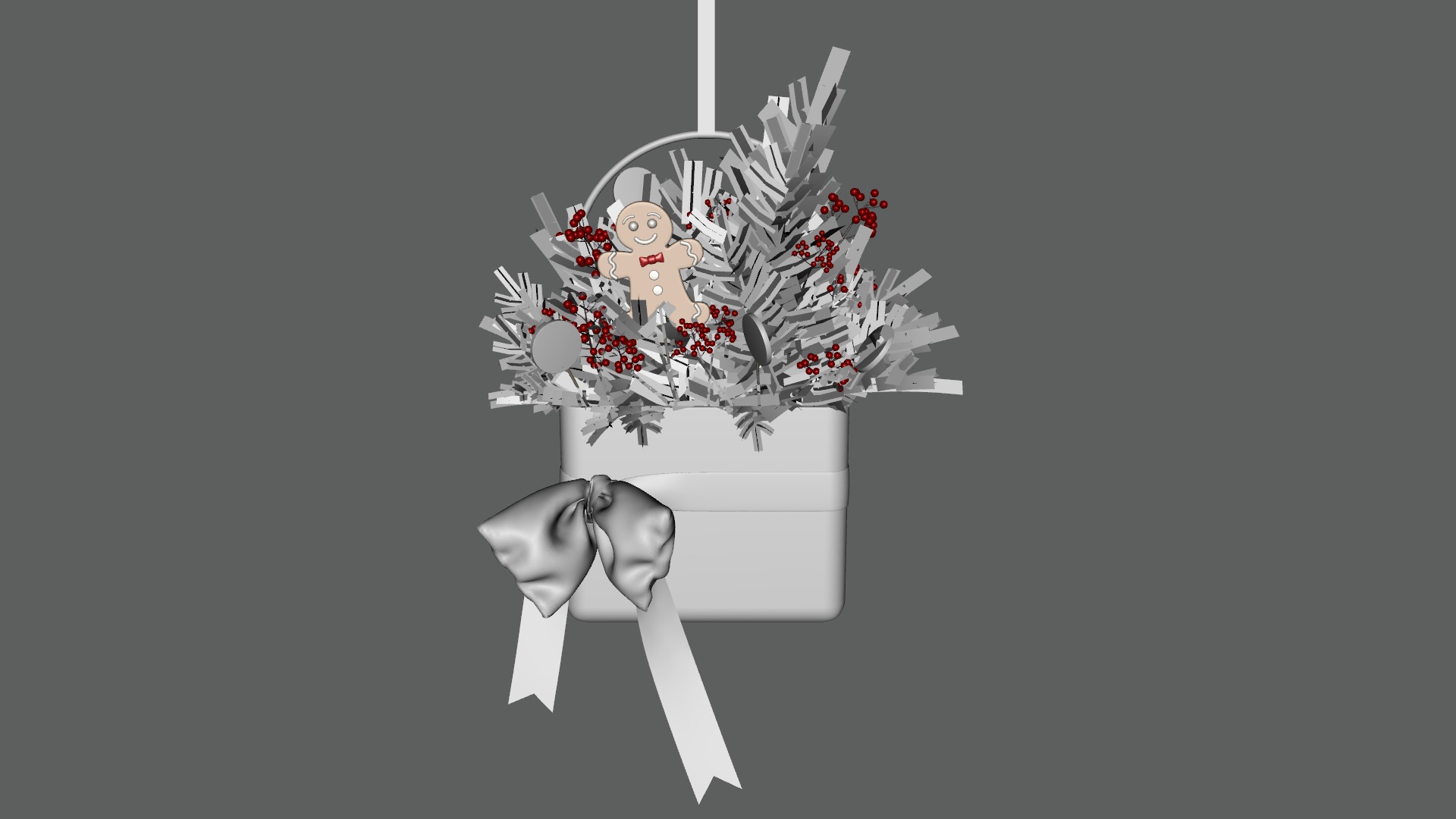 Wreath Basket Christmas Low-poly 3D model_8