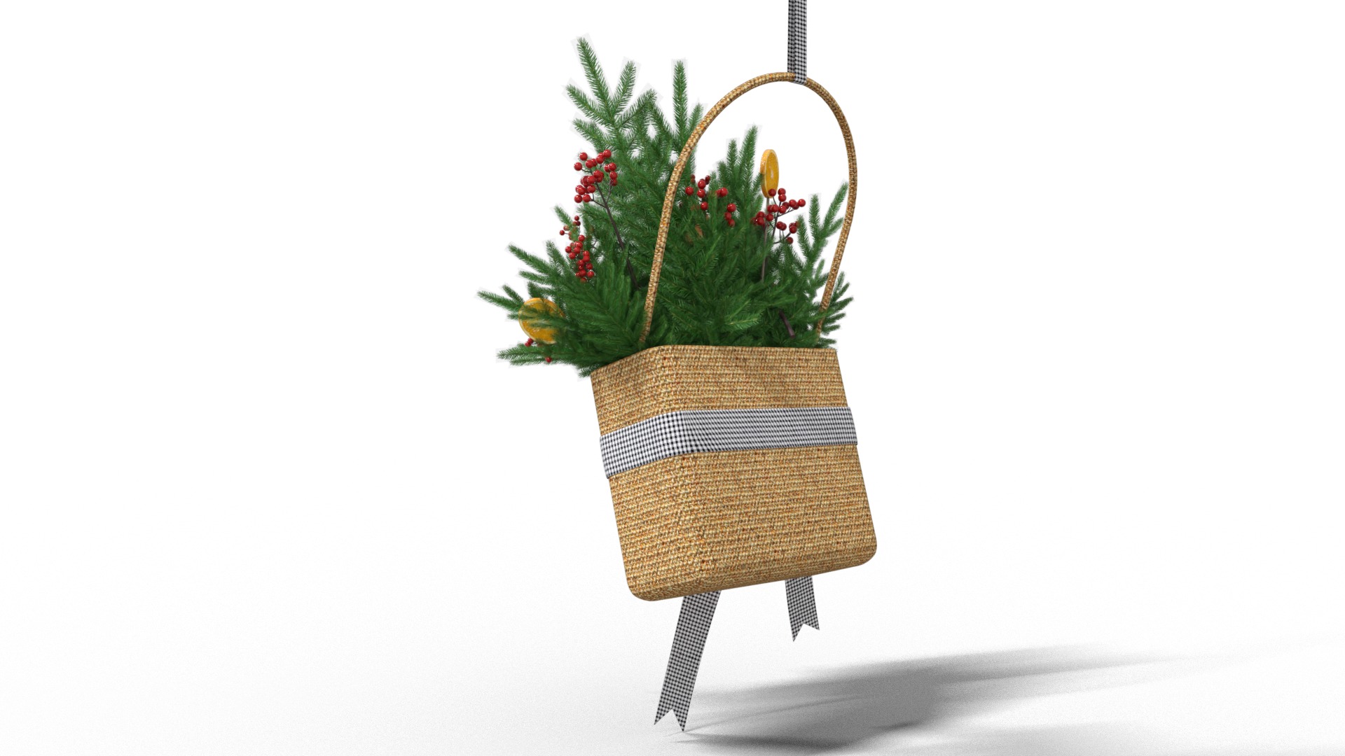 Wreath Basket Christmas Low-poly 3D model_5