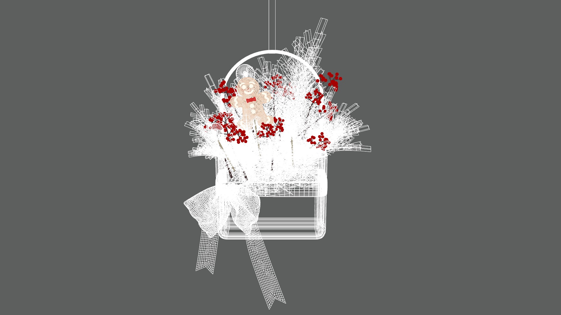 Wreath Basket Christmas Low-poly 3D model_6