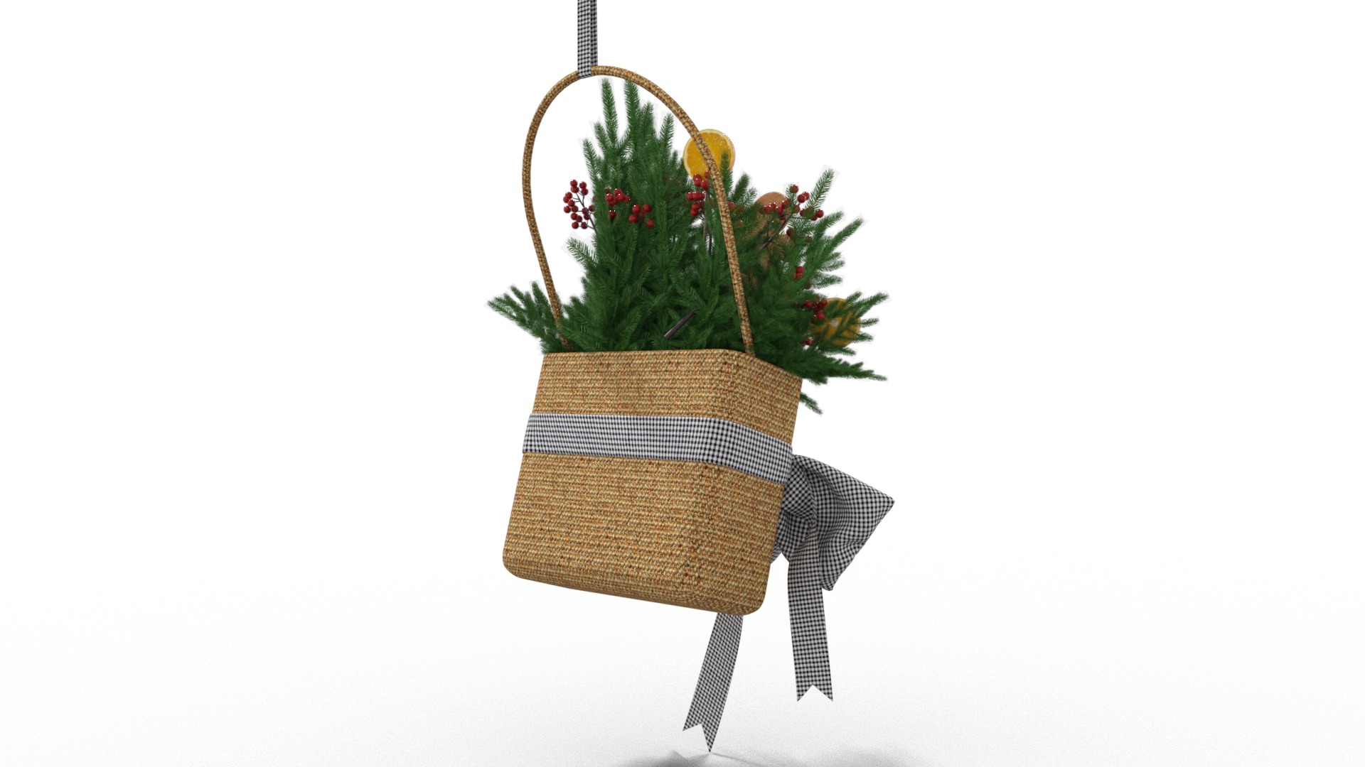 Wreath Basket Christmas Low-poly 3D model_4