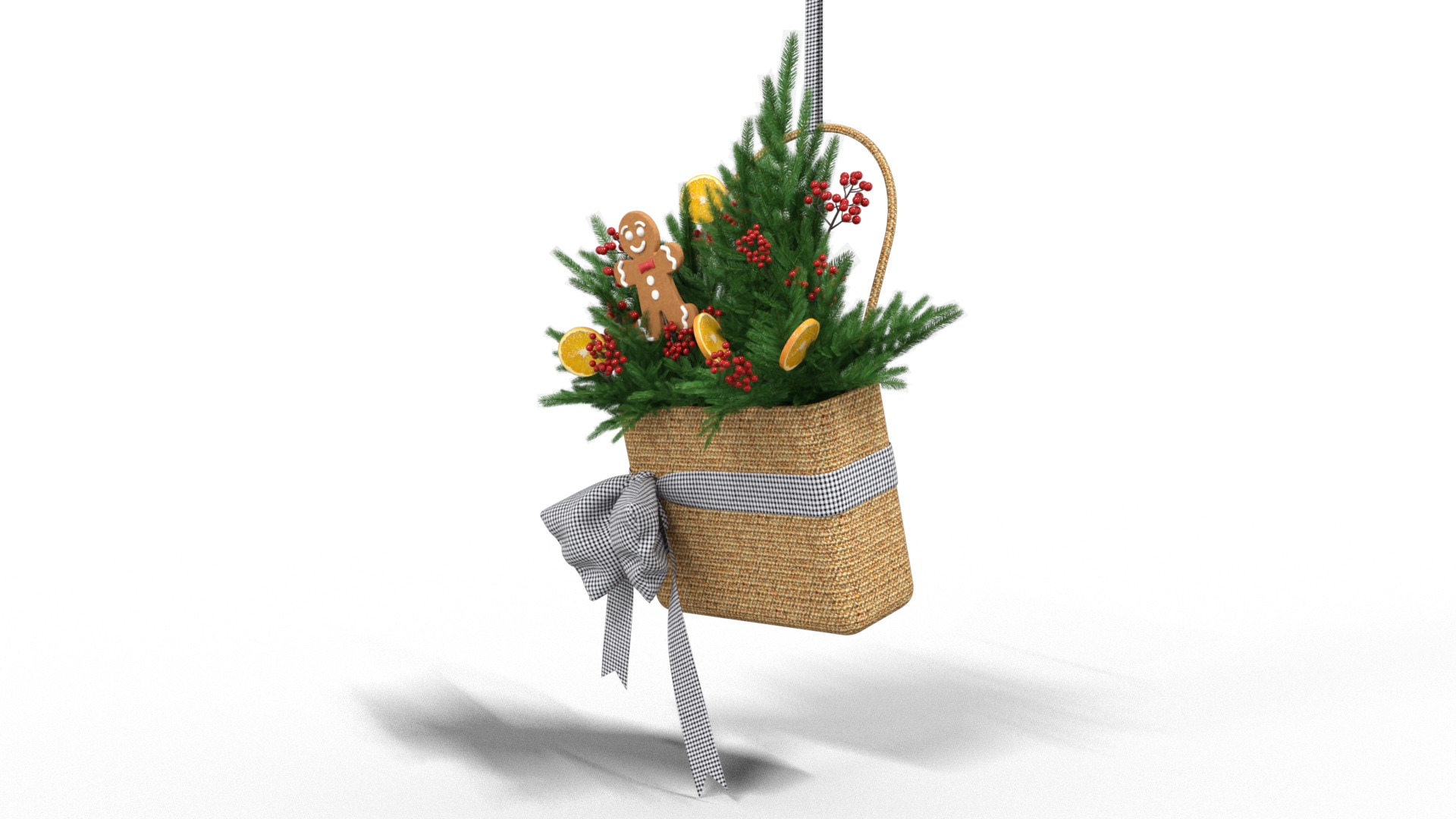Wreath Basket Christmas Low-poly 3D model_2