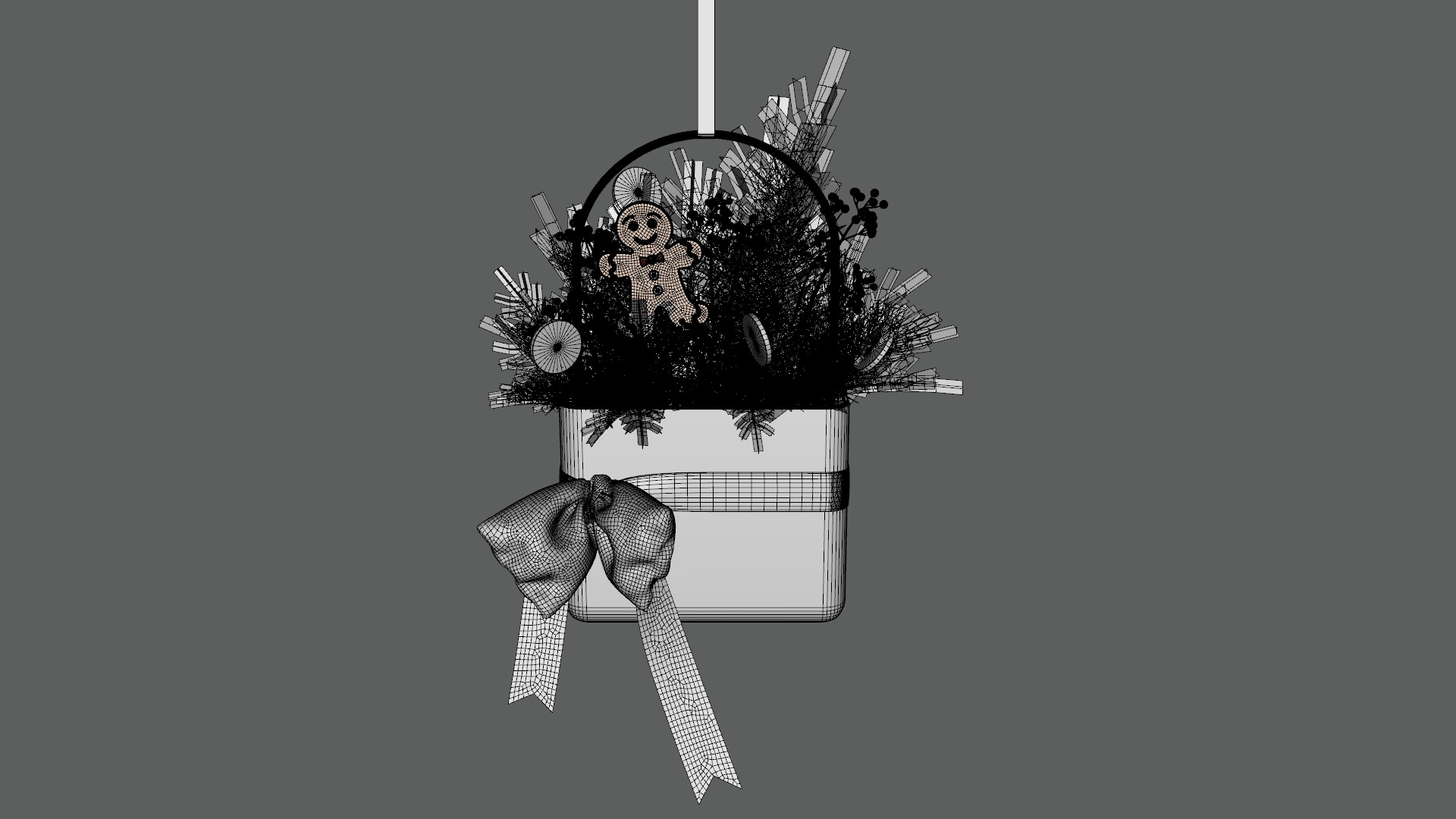 Wreath Basket Christmas Low-poly 3D model_7