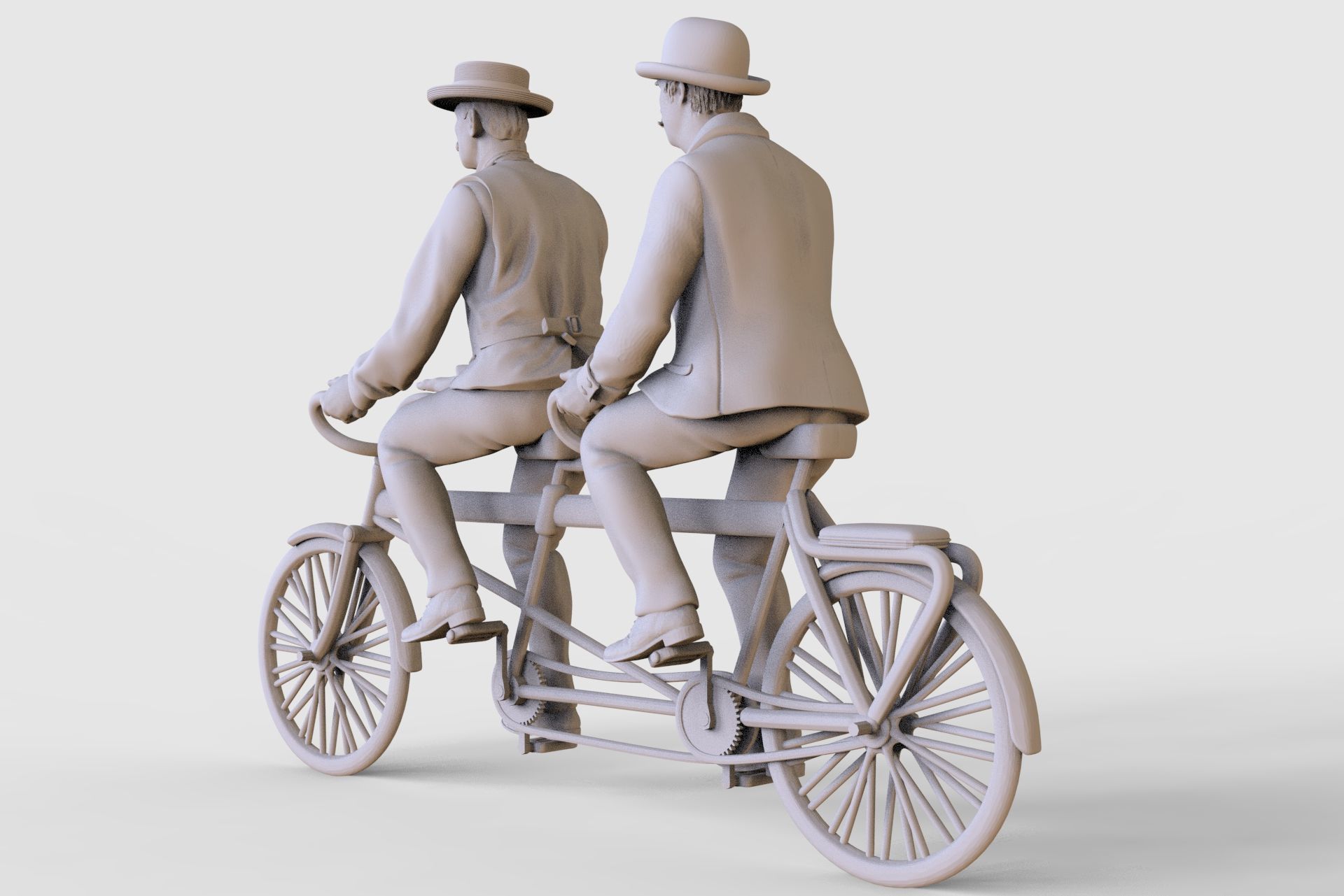 Tandem bike 3D print model_19