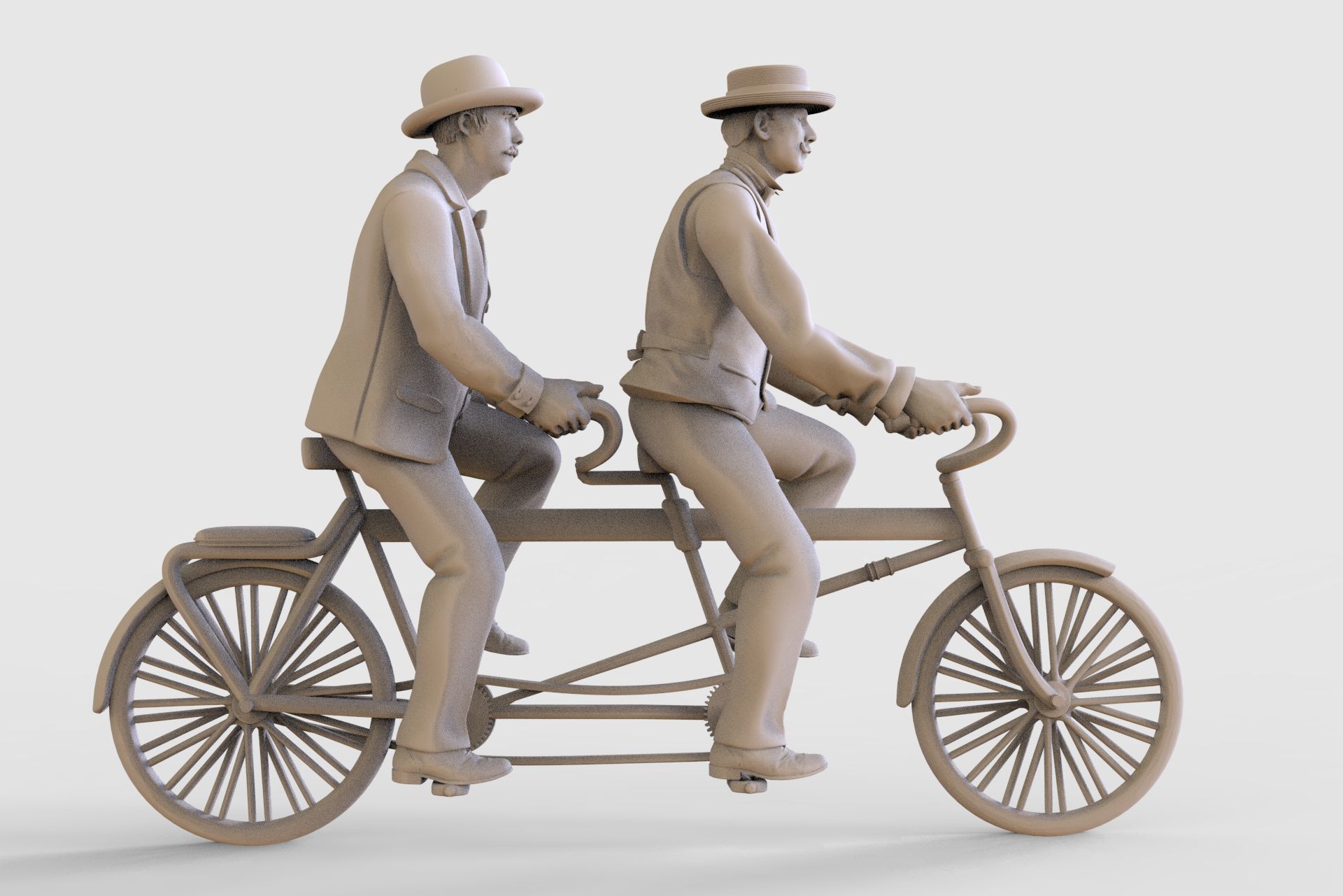 Tandem bike 3D print model_21