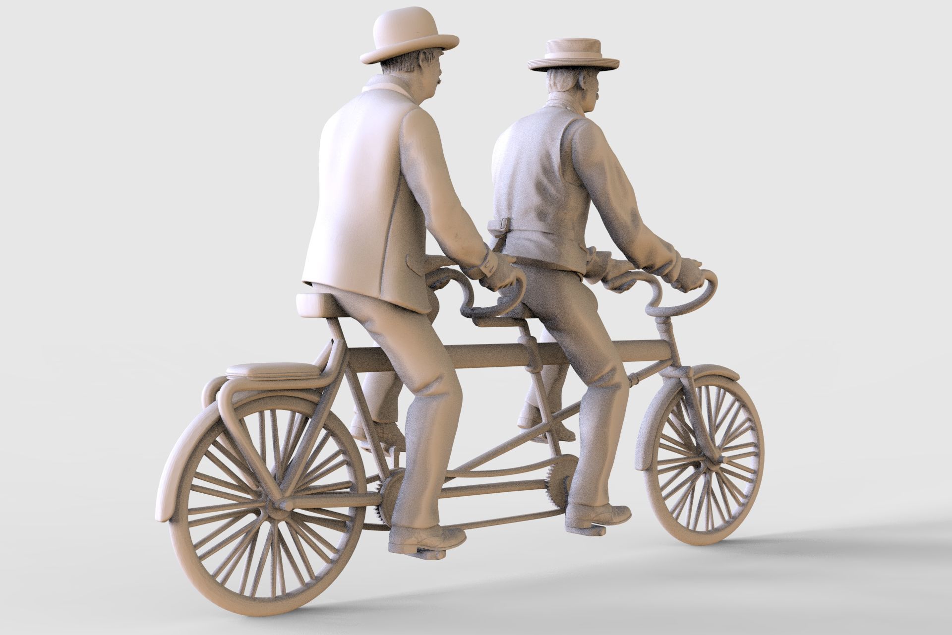 Tandem bike 3D print model_3