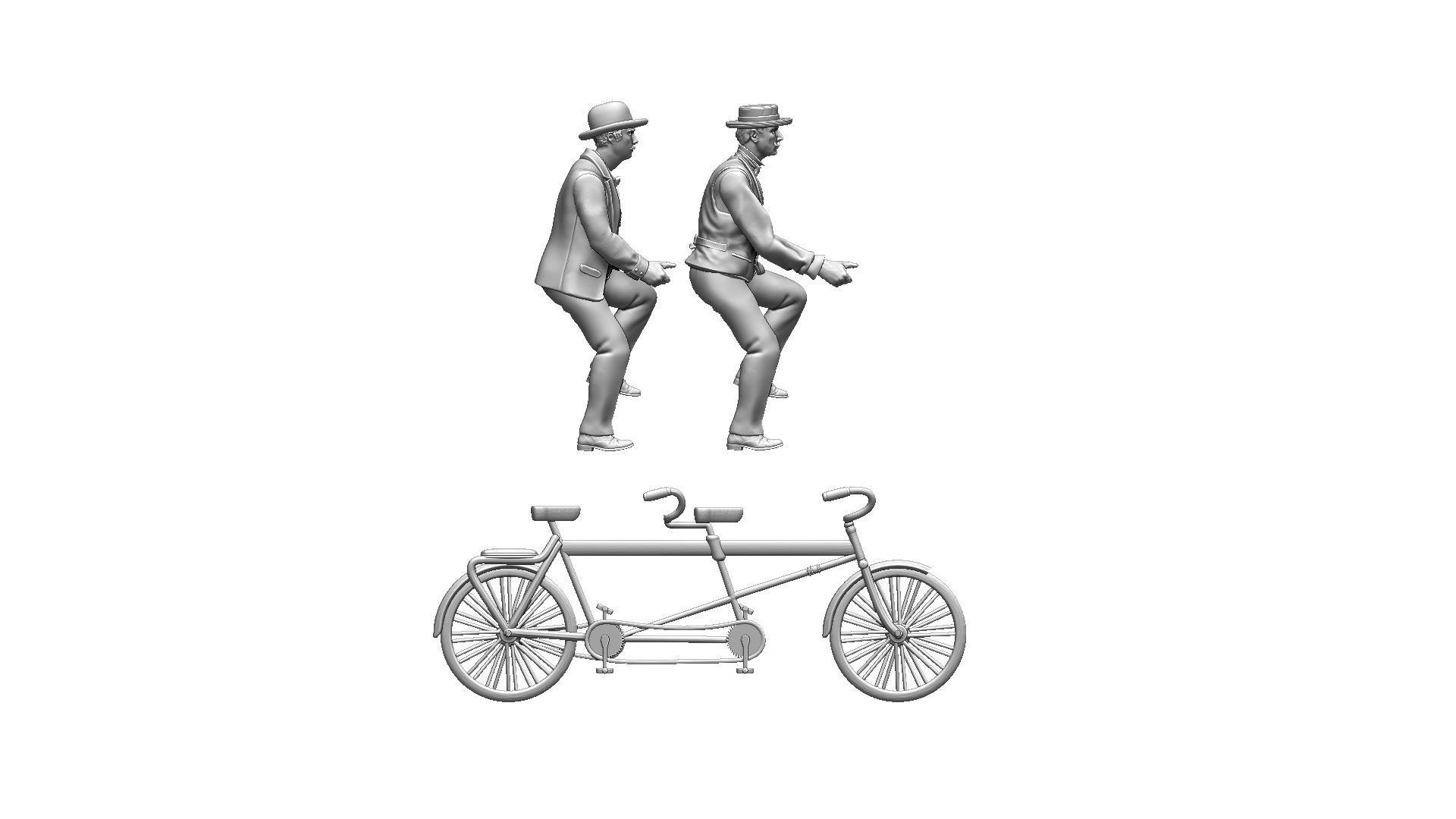 Tandem bike 3D print model_15