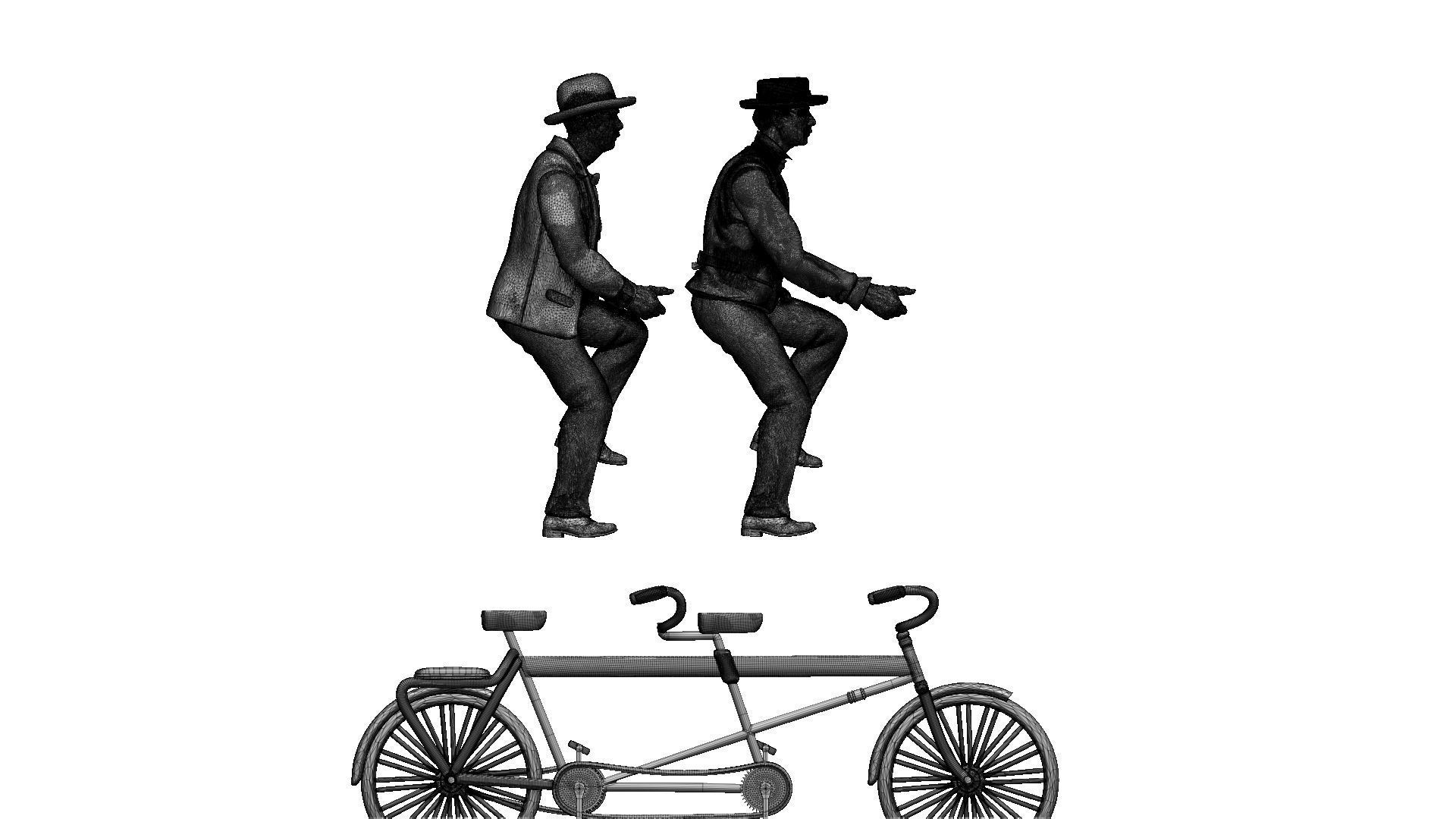 Tandem bike 3D print model_22