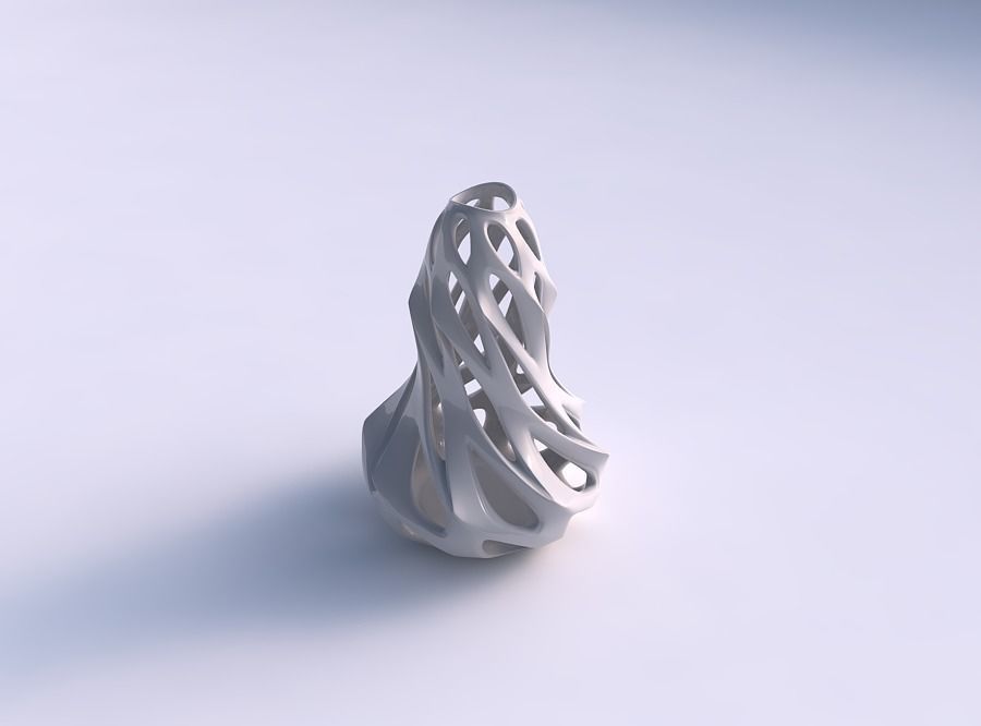 Vase slim with smooth cuts and shapr edges twisted and strech... 3D print model_0
