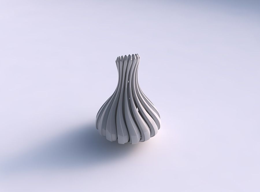 Vase small curved twisted with beveled muscle structure and s... 3D print model_0