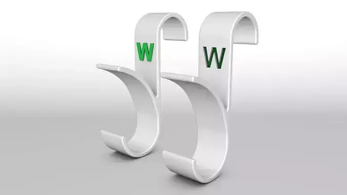 Letter W 3D Printed Towel Hook Wall Hanger  3D print model