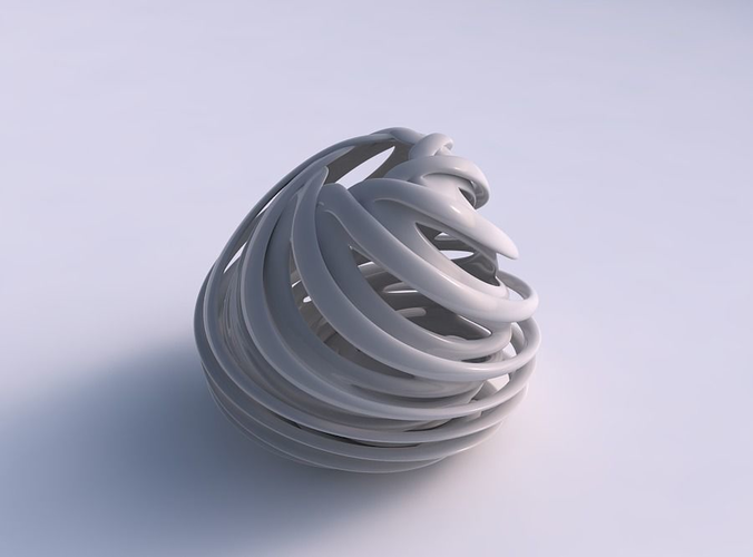 Vase spherical compressed double twisted with collapsed top streched top corner