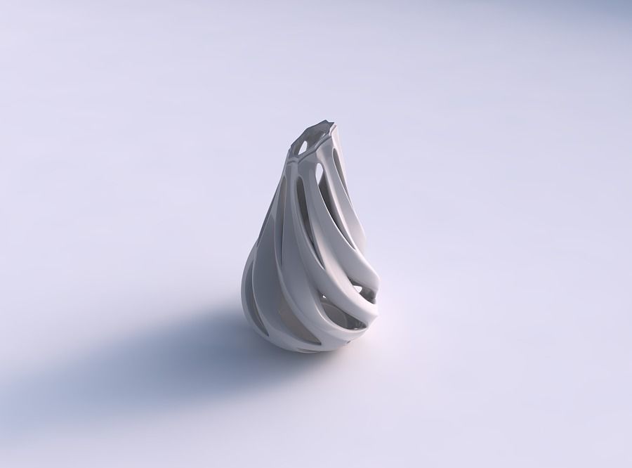 Vase slim with smooth cuts and extruded borders streched top ... 3D print model_0