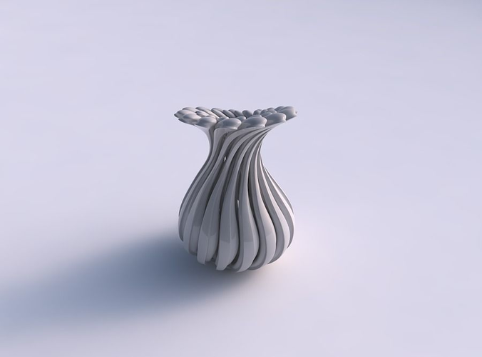 Vase small curved twisted with beveled muscle structure and soft tips eccentric