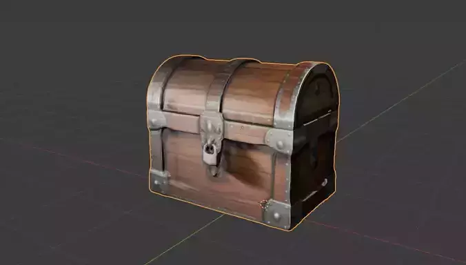 The model has a wooden texture with metallic reinforcements