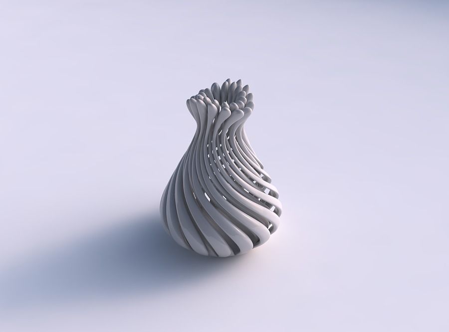 Vase small curved twisted with muscle structure and soft tips... 3D print model_0