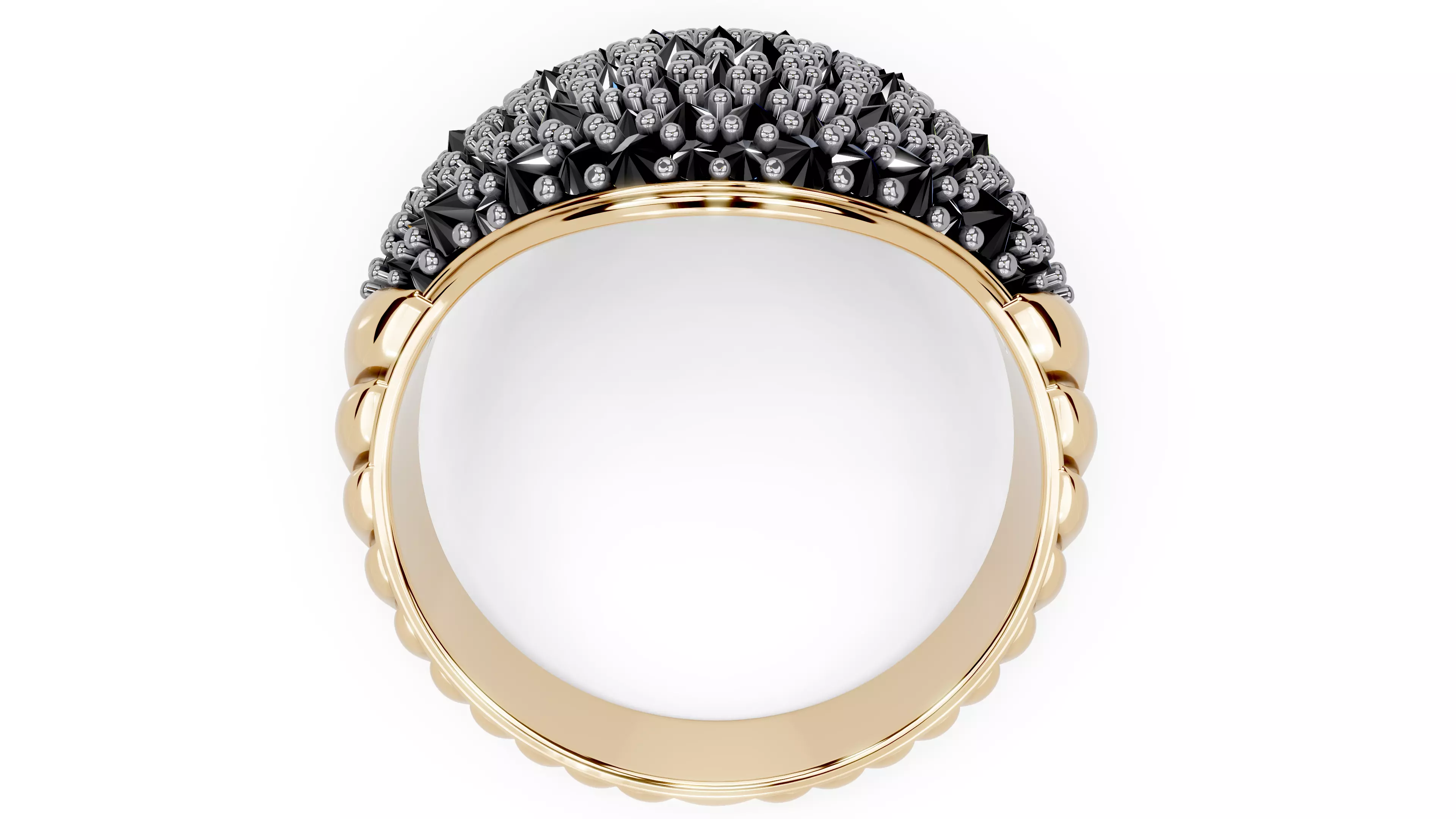 Reverse Set Pave Pinky Ring 3D print model_10