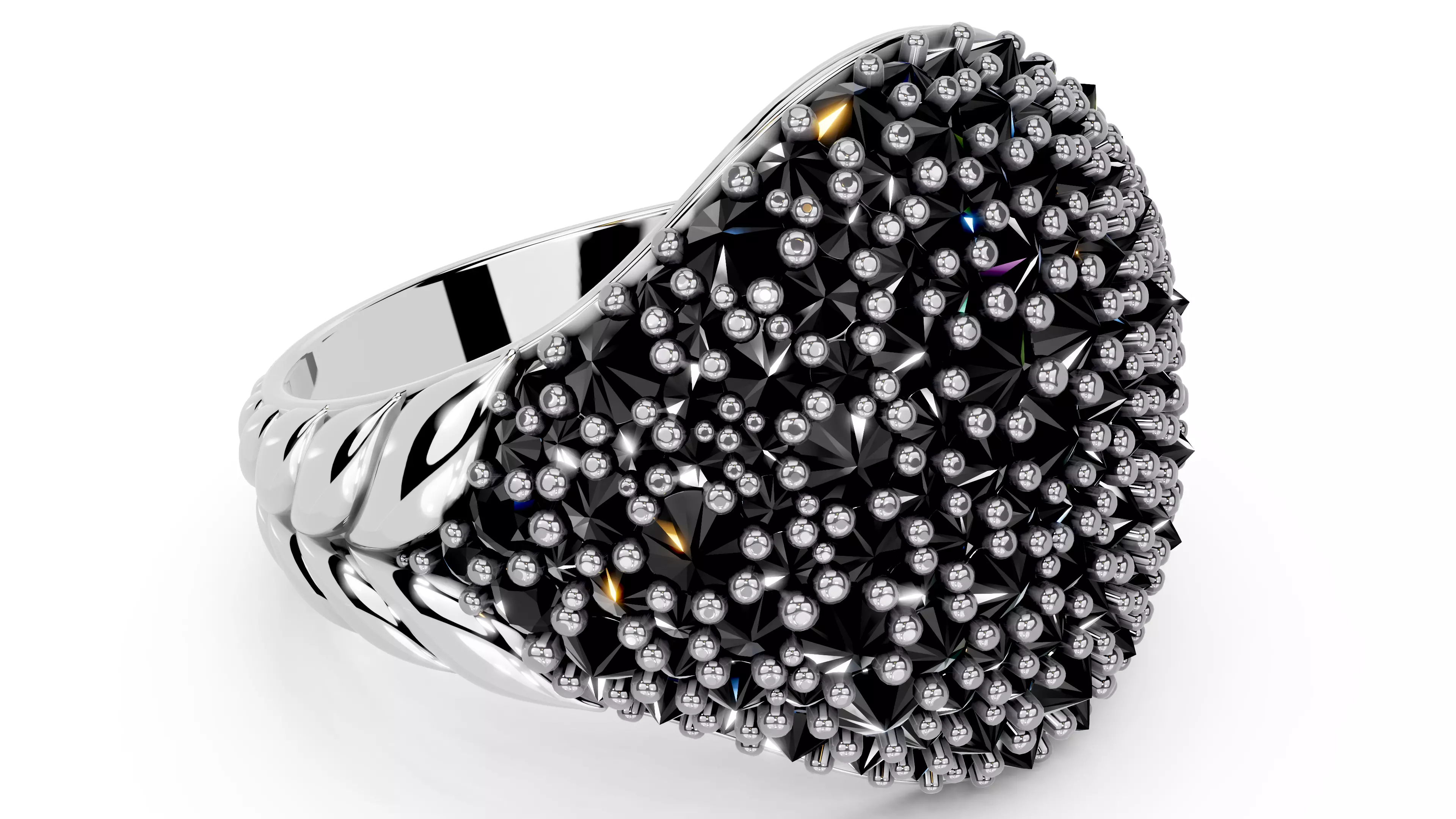 Reverse Set Pave Pinky Ring 3D print model_13