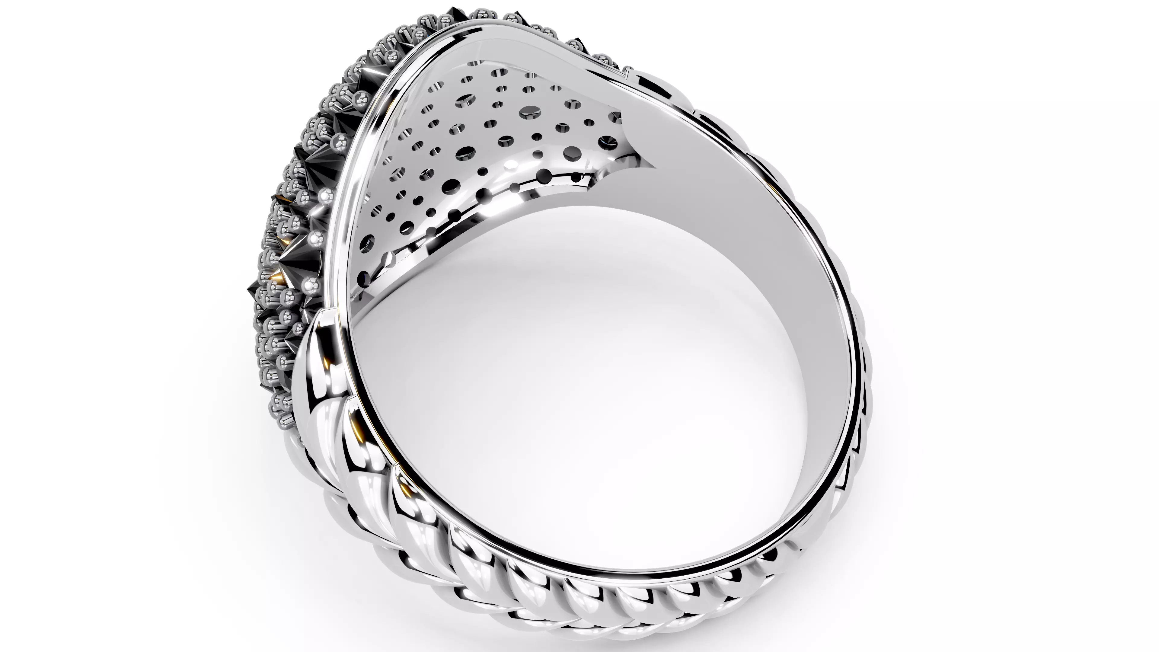 Reverse Set Pave Pinky Ring 3D print model_5