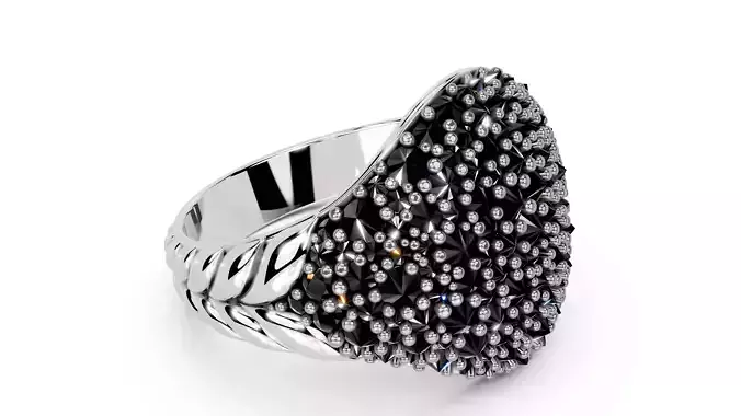Reverse Set Pave Pinky Ring 3D print model